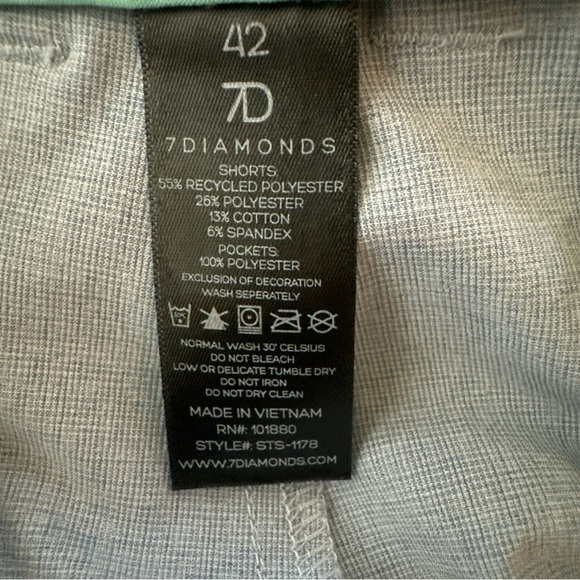 7 Diamonds Shorts Mens 42 Blue Performance Dynamic Bermuda Golf Casual 10” - Picture 13 of 13